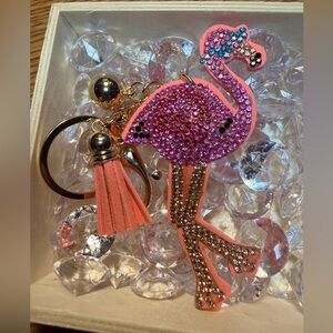Glamorous Flamingo Keychain/ Bag Charm with Tassel